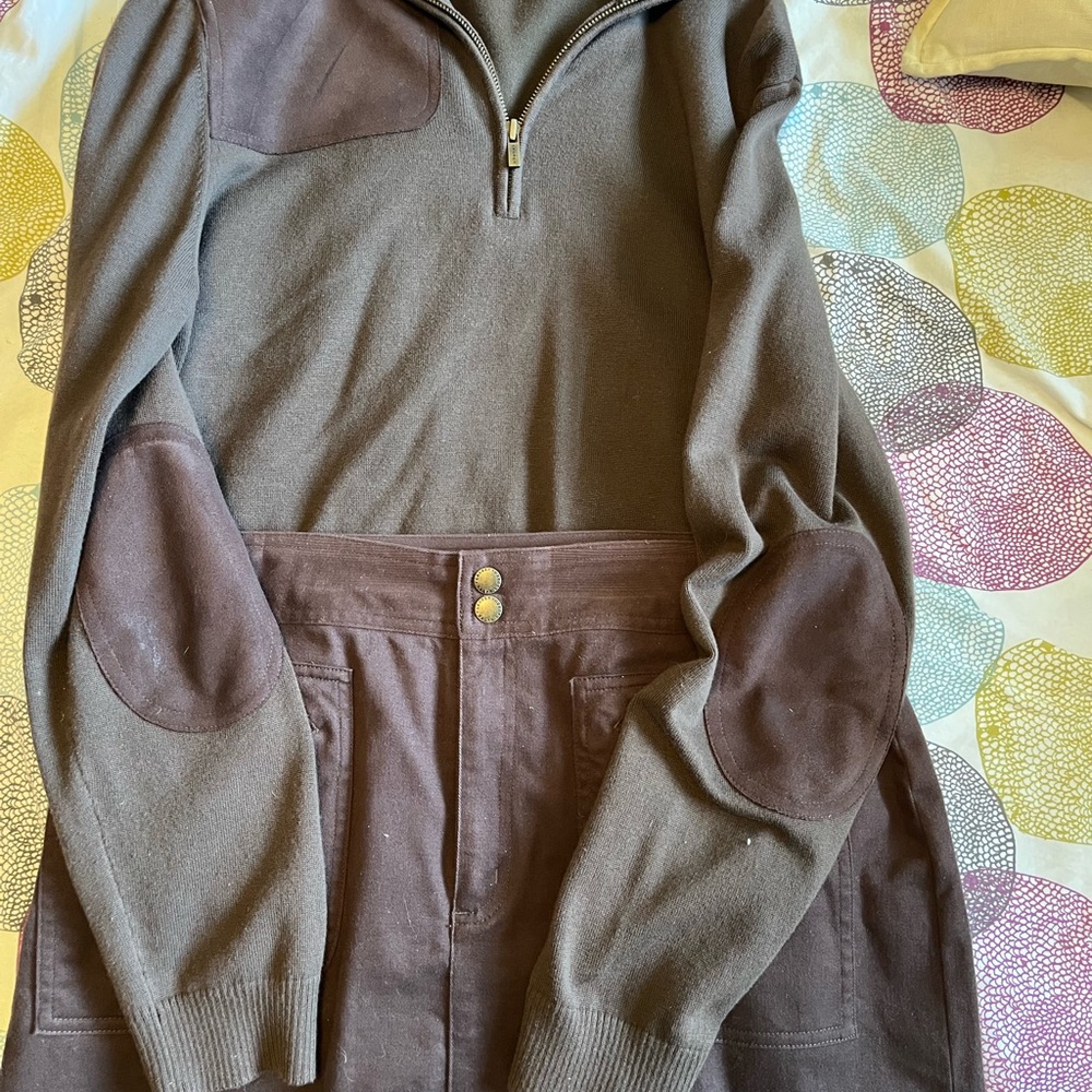 Ralph Lauren Brown Half-Zip Pullover and Skirt